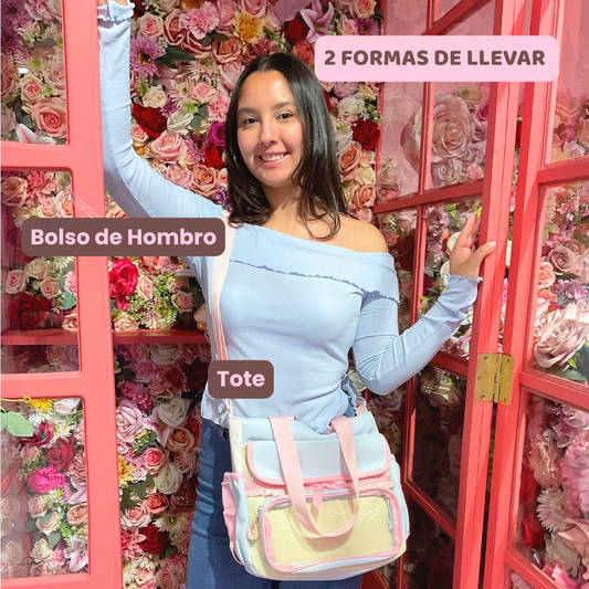 💙 Bolso Tote Cruzado Kawaii Celeste Pastel✨