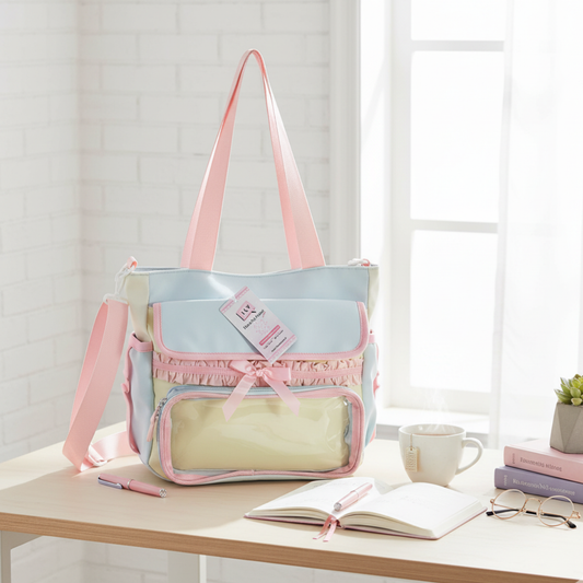 💙 Bolso Tote Cruzado Kawaii Celeste Pastel✨