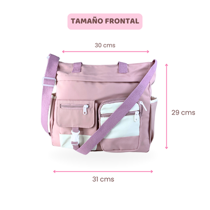 💜 Bolso Tote Hombro Cruzado Lila y Blanco🤍✨