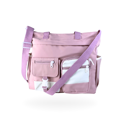 💜 Bolso Tote Hombro Cruzado Lila y Blanco🤍✨