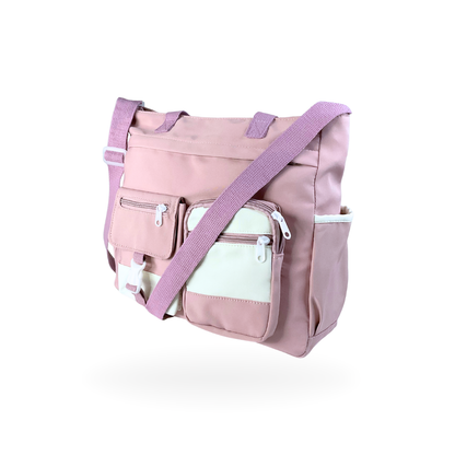 💜 Bolso Tote Hombro Cruzado Lila y Blanco🤍✨
