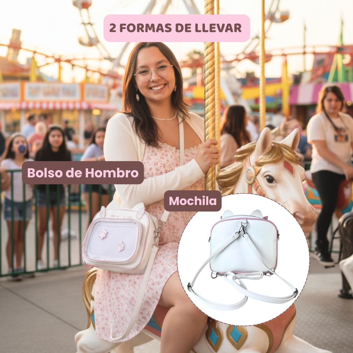 Mochila Bolso Kawaii Blanca