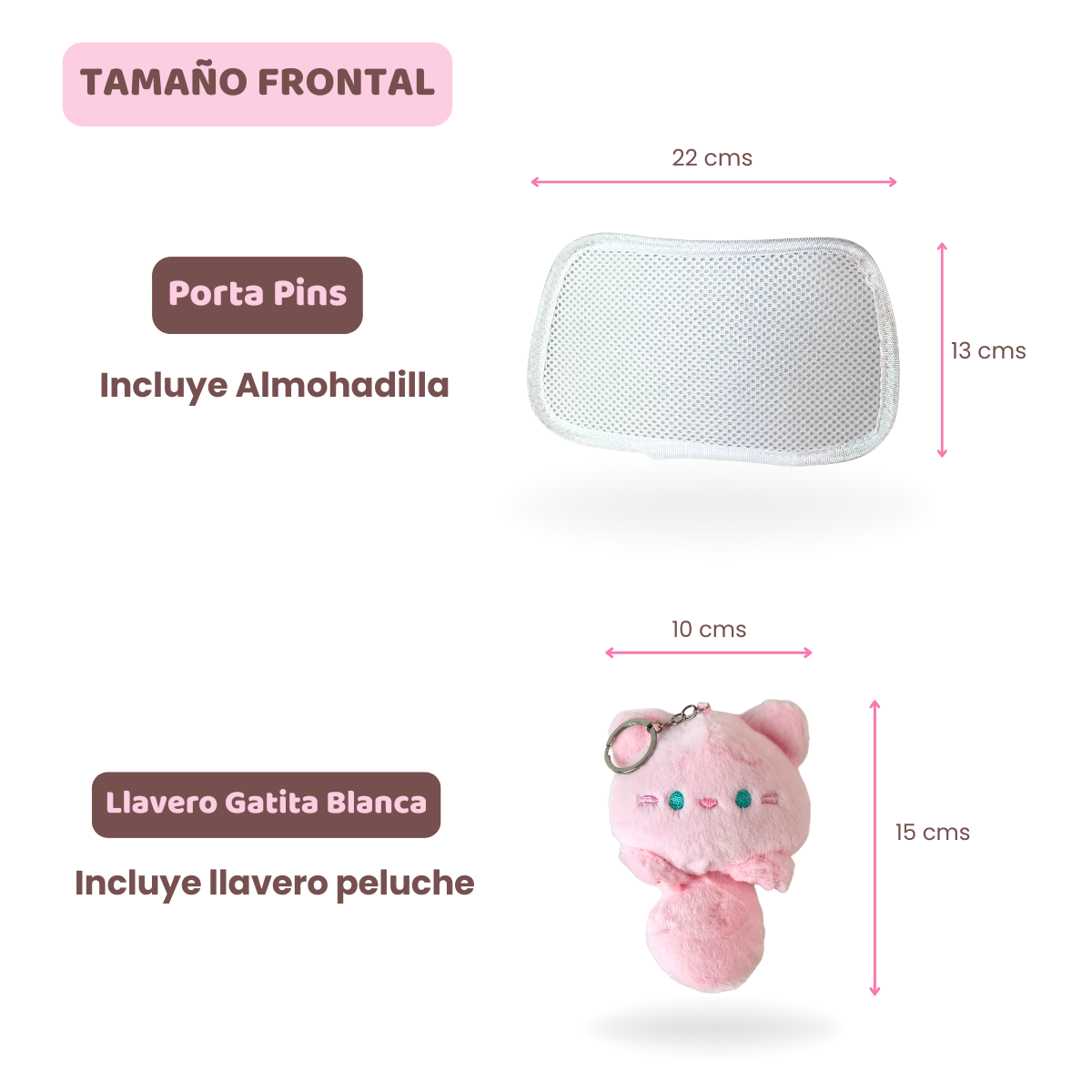 Mochila Bolso Kawaii Gatito con Llavero Rosa y Pins