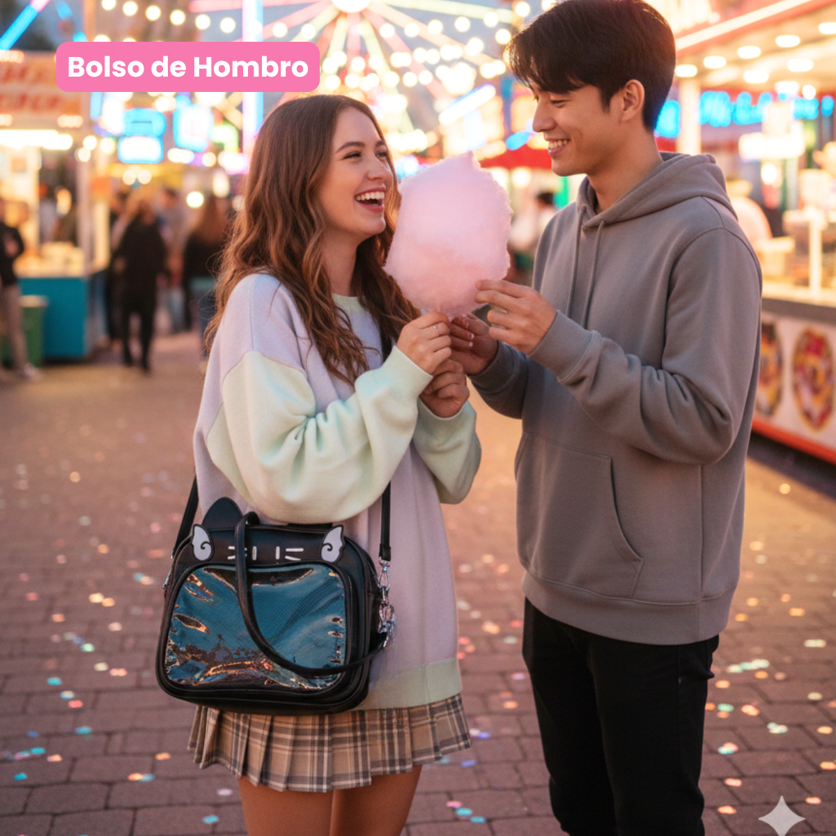 Mochila Bolso Kawaii Negra