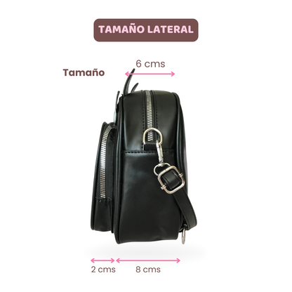 Mochila Bolso Kawaii Gatito con Llavero Blanco-Gris y Pins